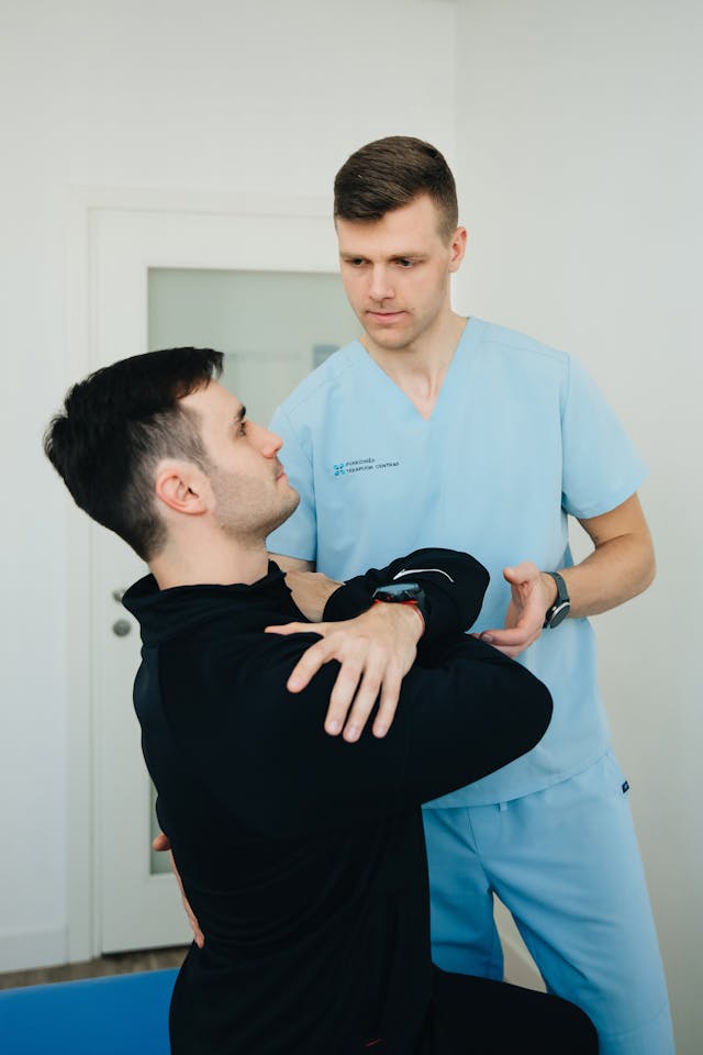 man doing physiotherapy thank to having group disability at his job in Toronto, Ontario